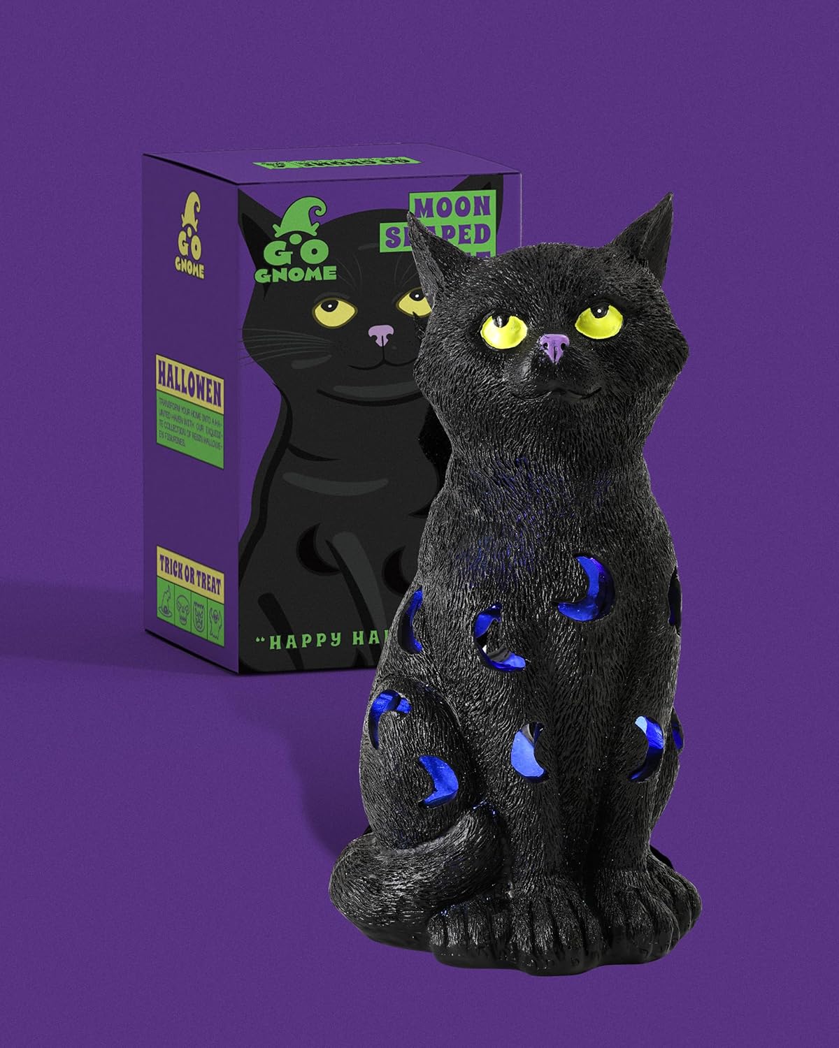 Black Cat Halloween Decor with LED Lights