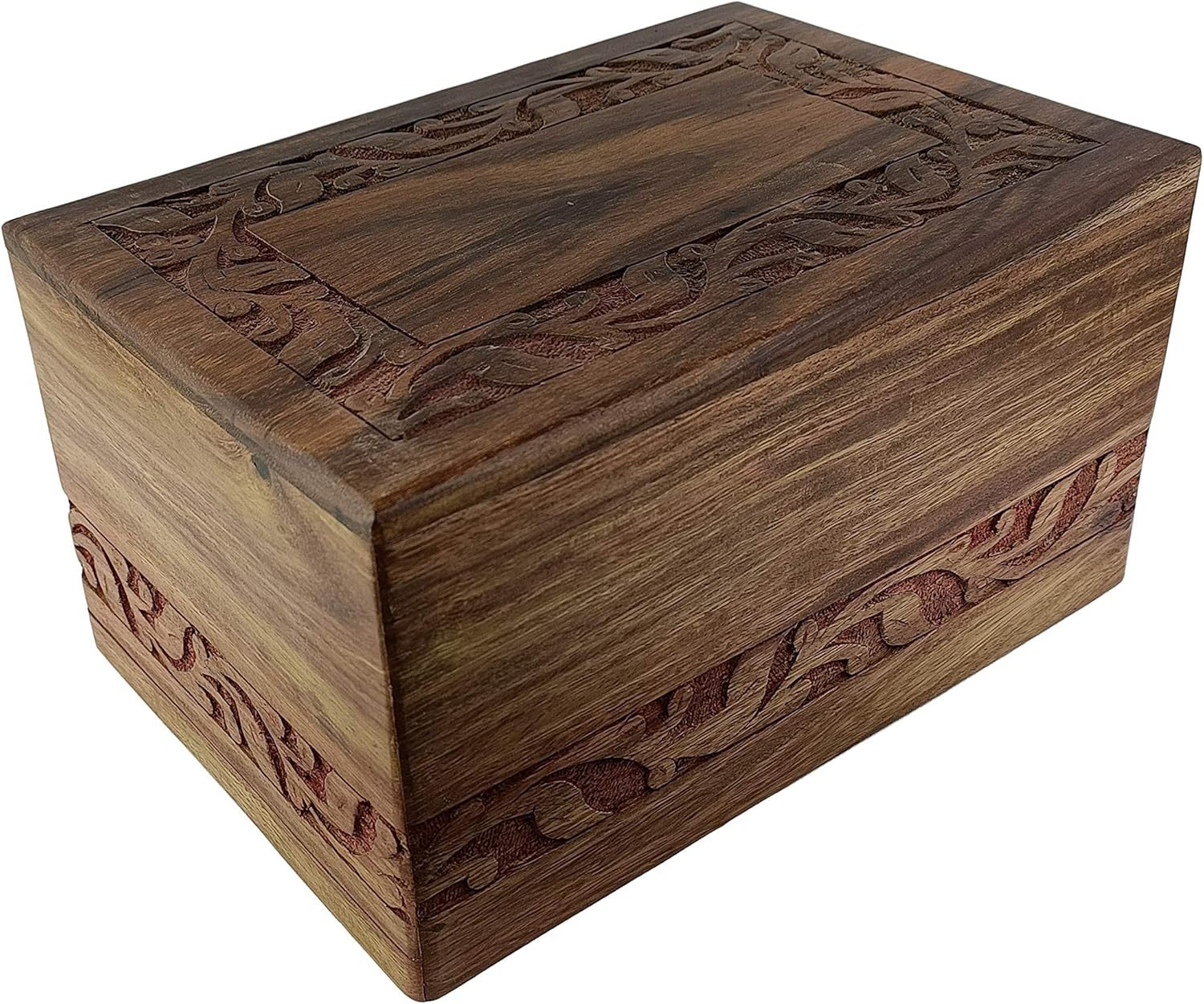 Indian Glance Wooden Urn Box - Large 8x6x4 Inch Urn for Human Ashes