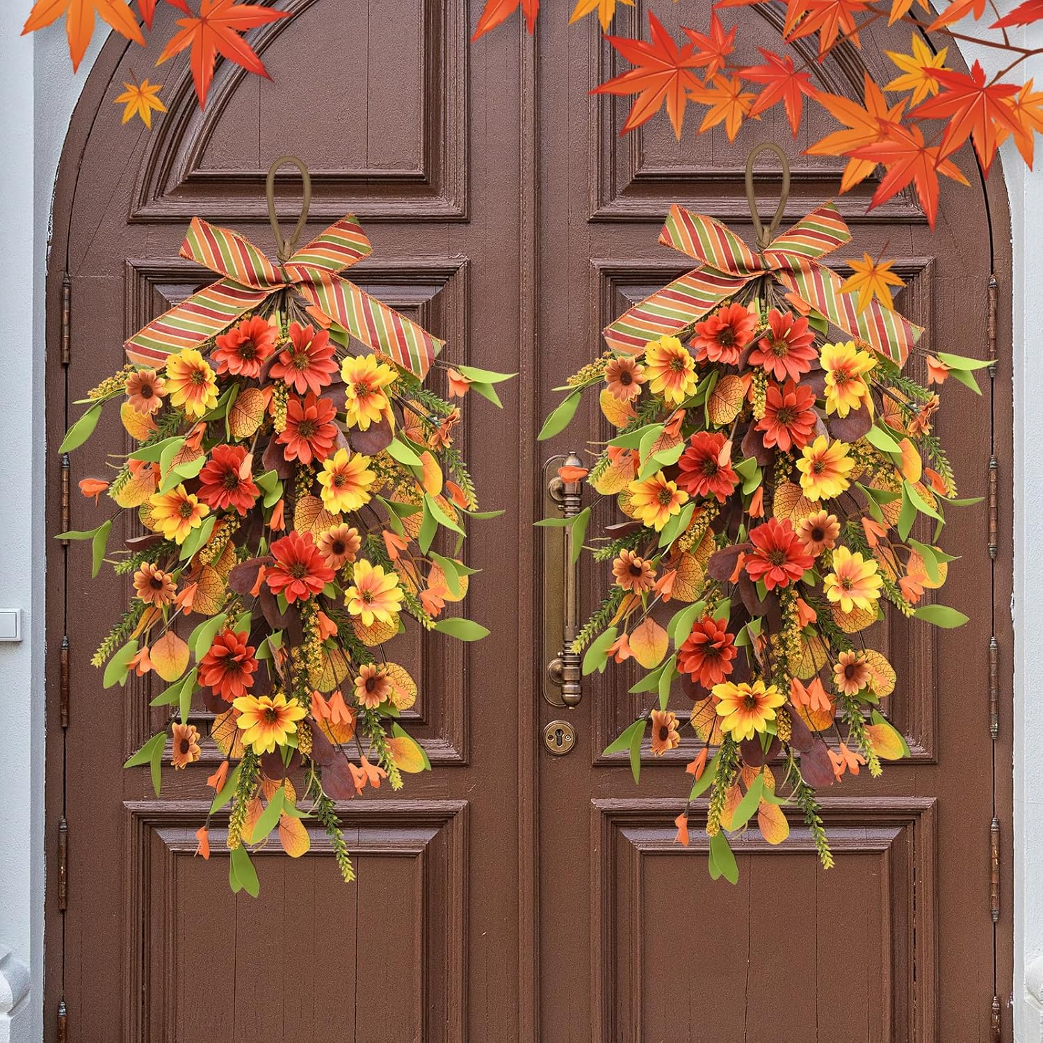 Fall Sunflower Swag Decorations 2Pcs Artificial Home Decor