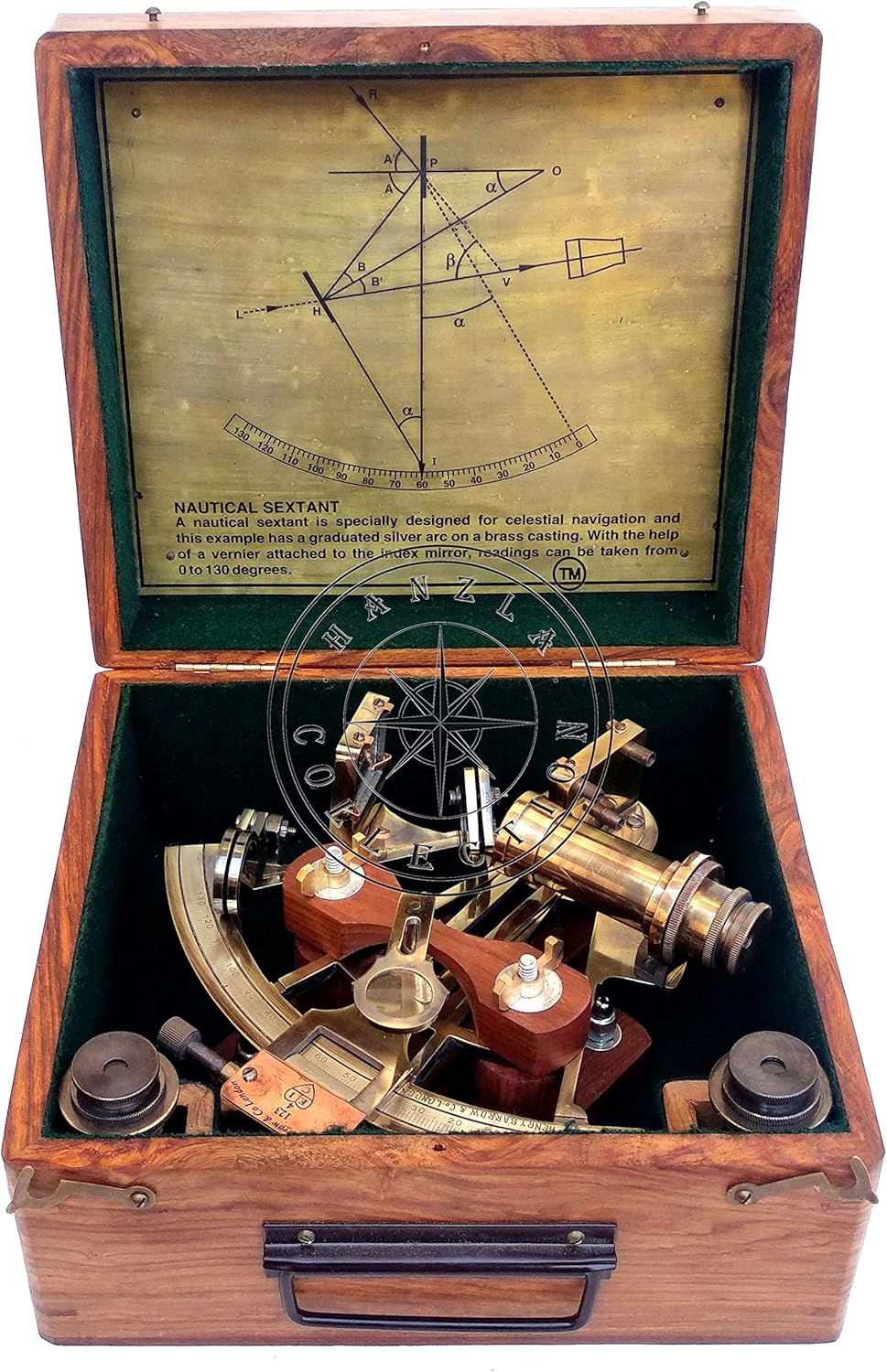 Maritime Brass Henry Barrow Sextant With 2 Telescopes