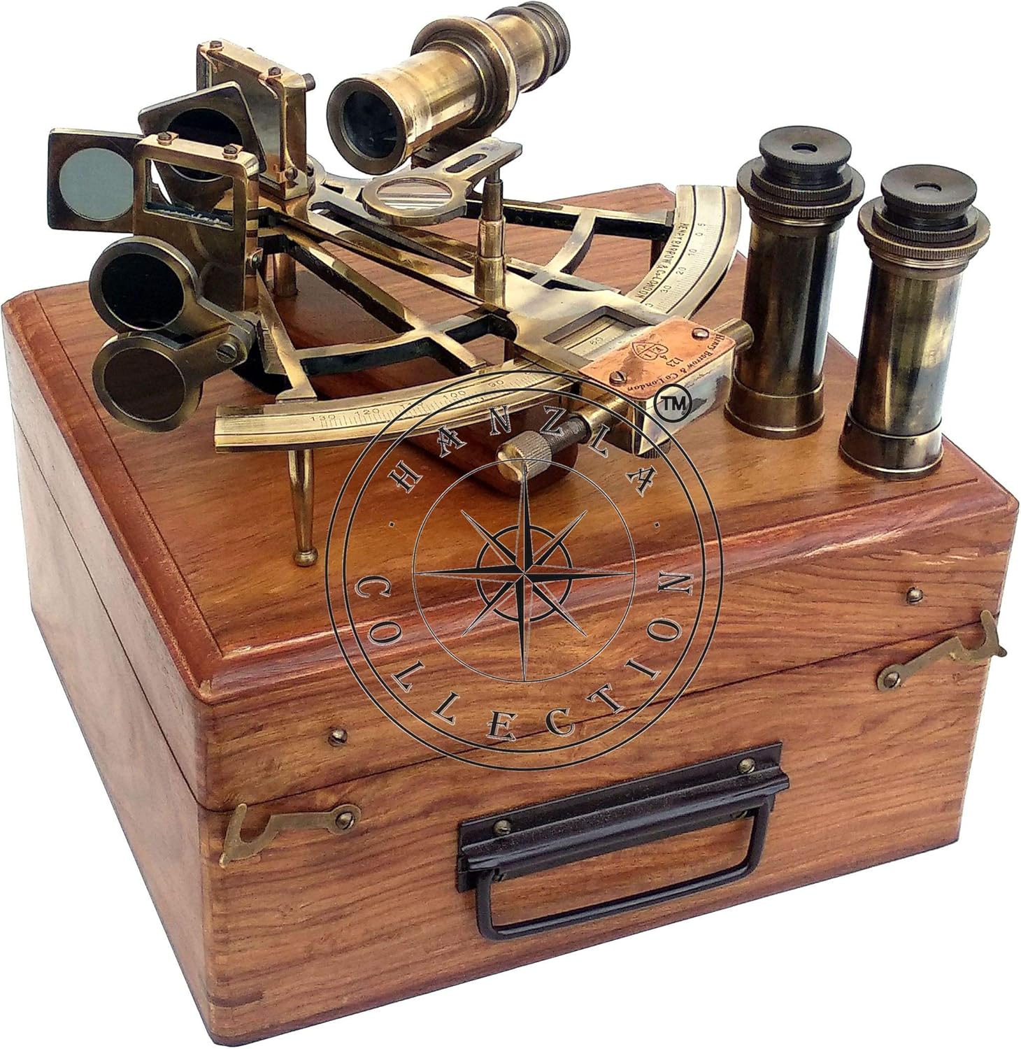 Maritime Brass Henry Barrow Sextant With 2 Telescopes