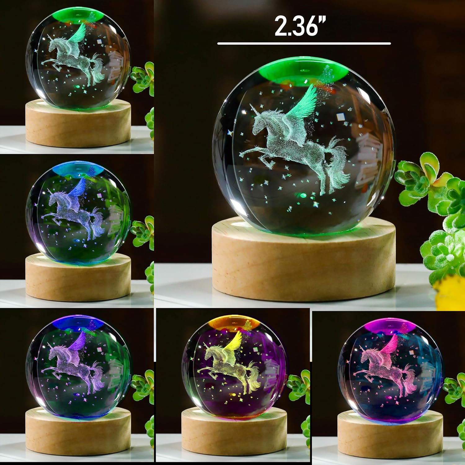 3D Unicorn Crystal Ball Decor Lamp for Women