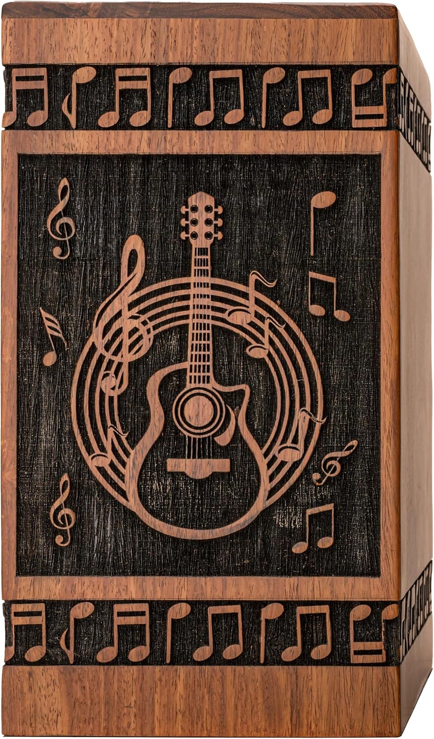 Handcrafted Wooden Urn for Human Ashes - Black Large Guitar Style