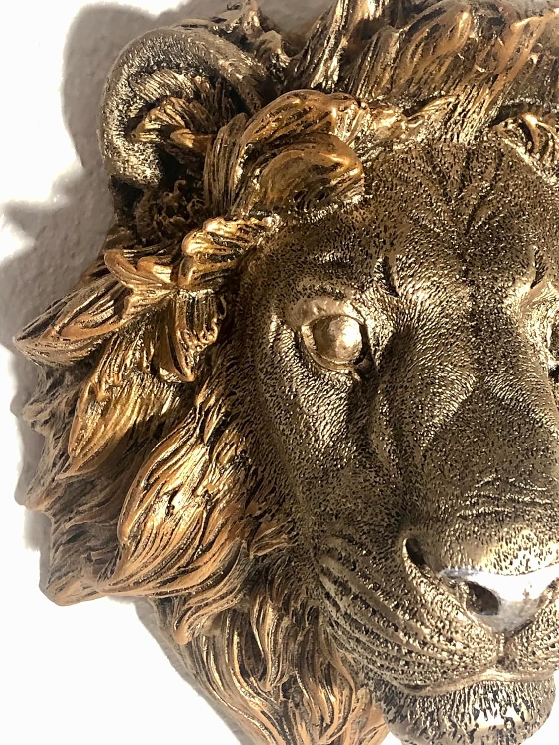 Decorative Lion Head Wall Sculpture Bronze Finish