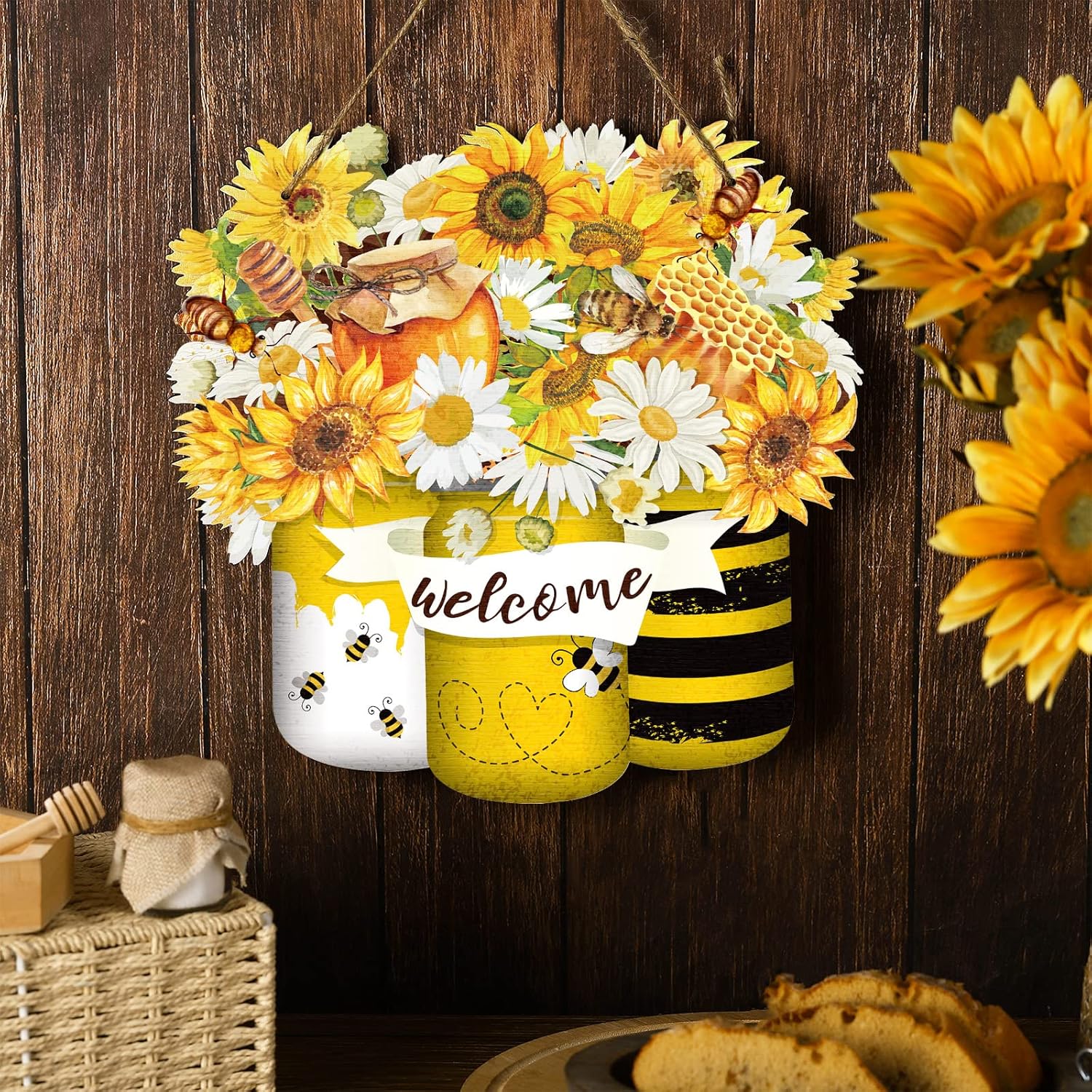 Spiareal Bee Welcome Hanging Front Door Sign