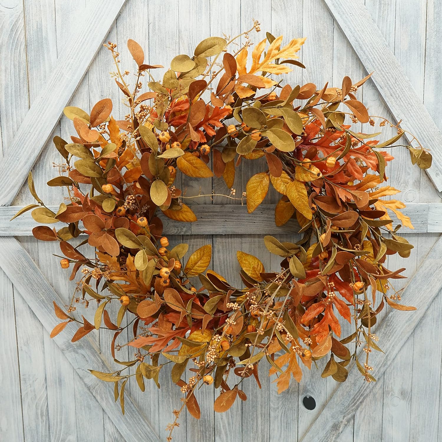 Artificial Fall Wreath for Front Door Autumn Decor