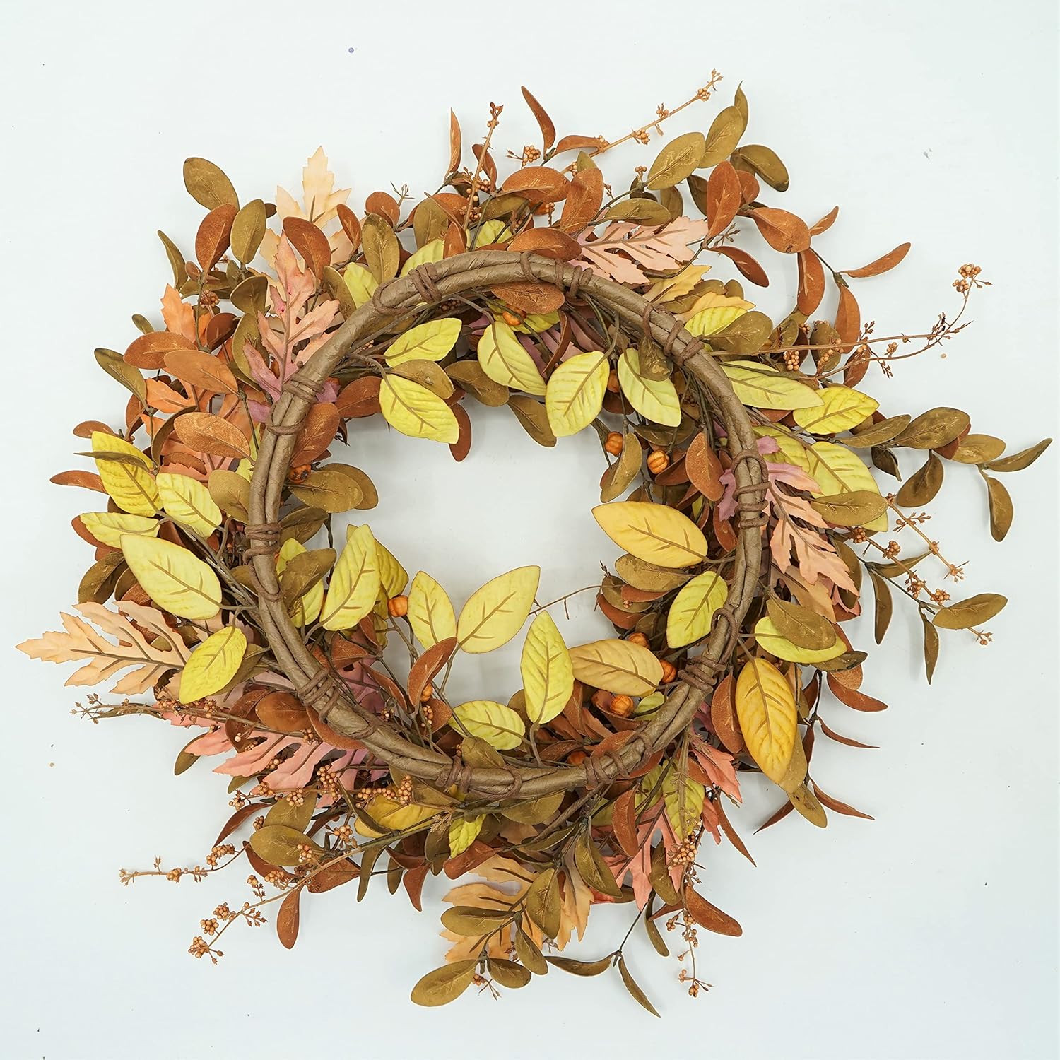 Artificial Fall Wreath for Front Door Autumn Decor