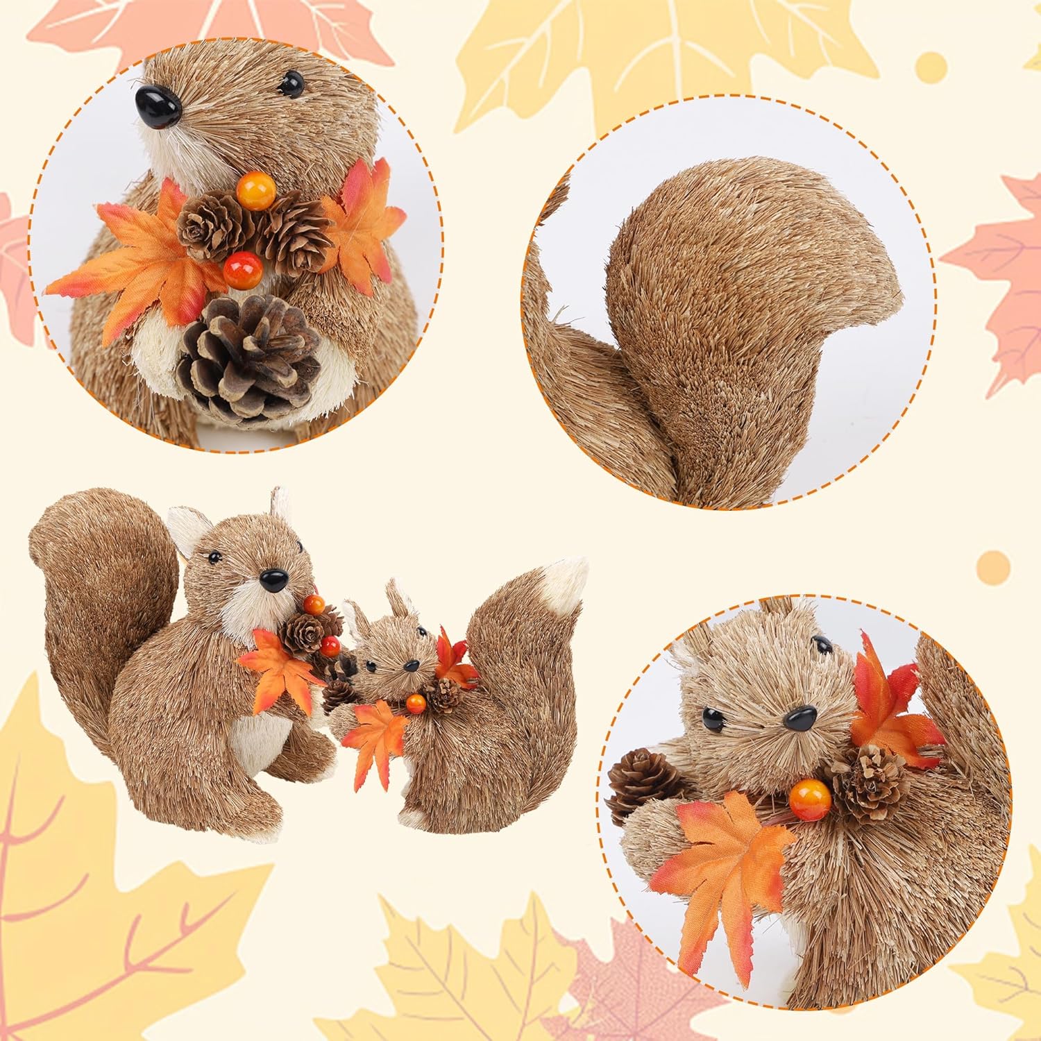 Winemana Set of 2 Fall Table Decor Squirrels