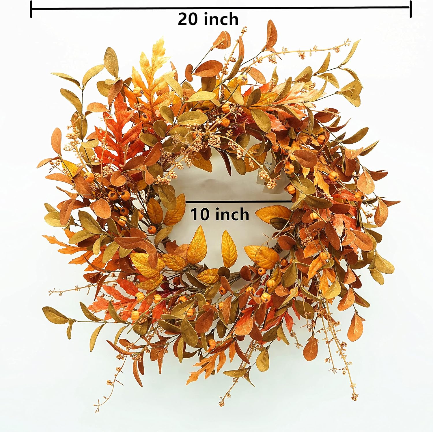 Artificial Fall Wreath for Front Door Autumn Decor