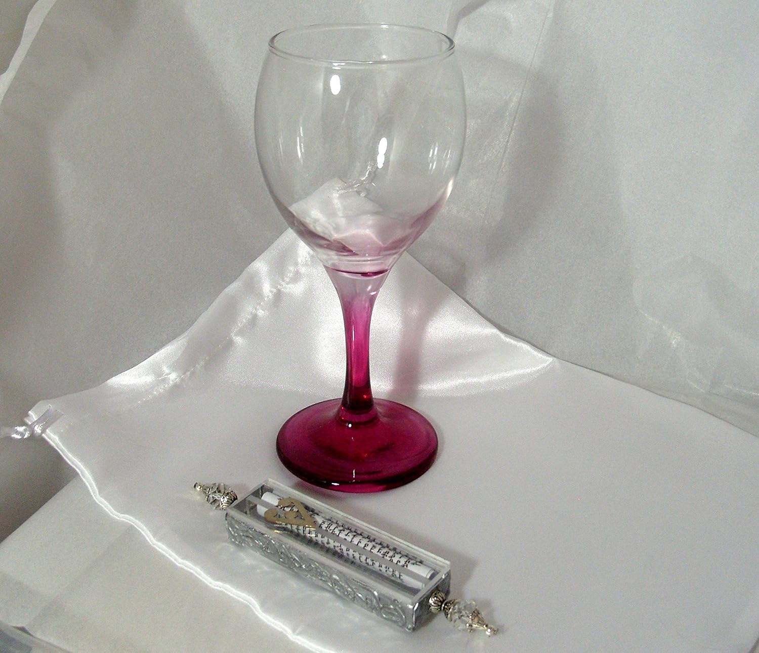Purple Jewish Wedding Glass Kit with Satin Bag and Mezuzah Case