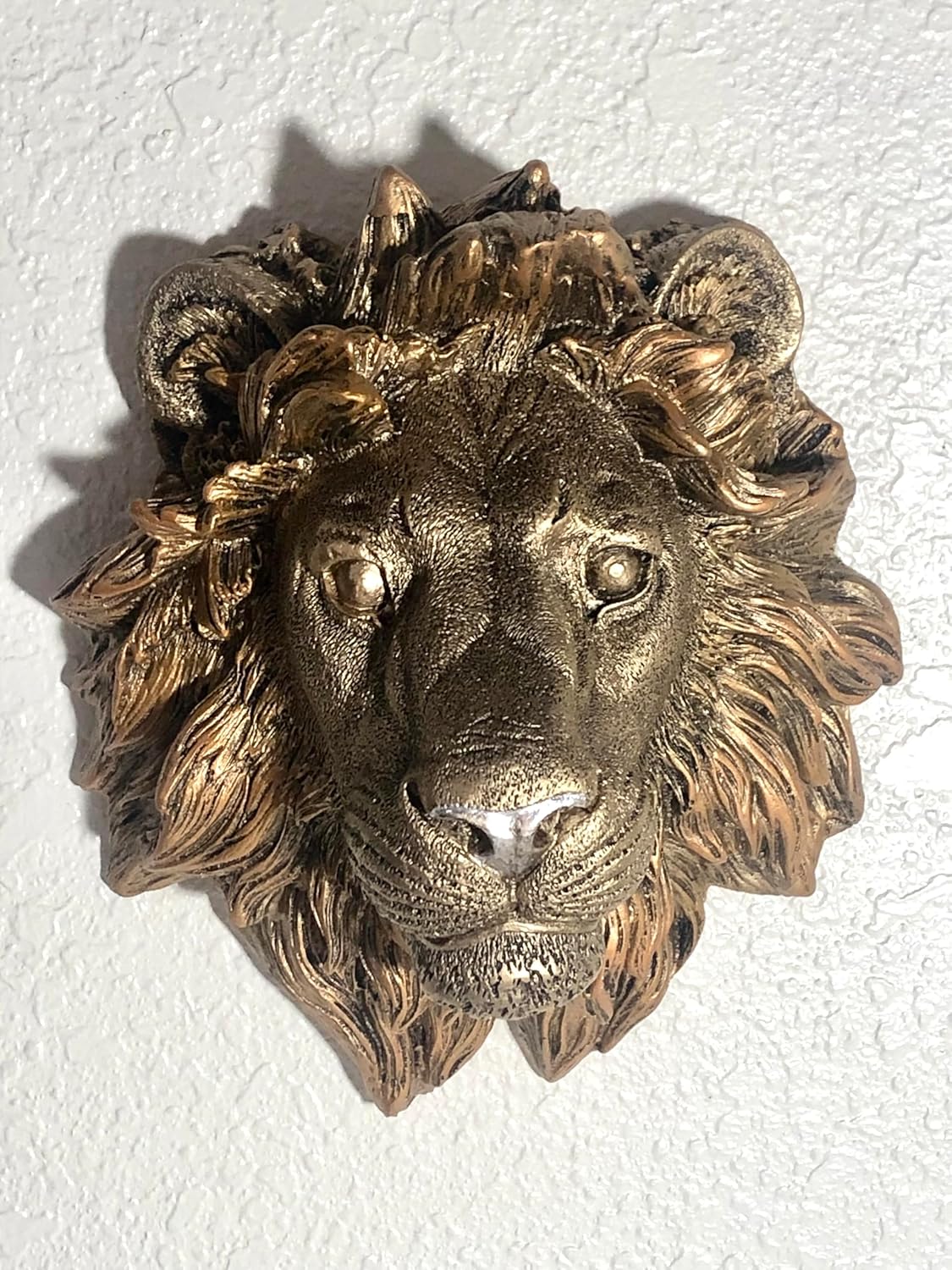 Decorative Lion Head Wall Sculpture Bronze Finish