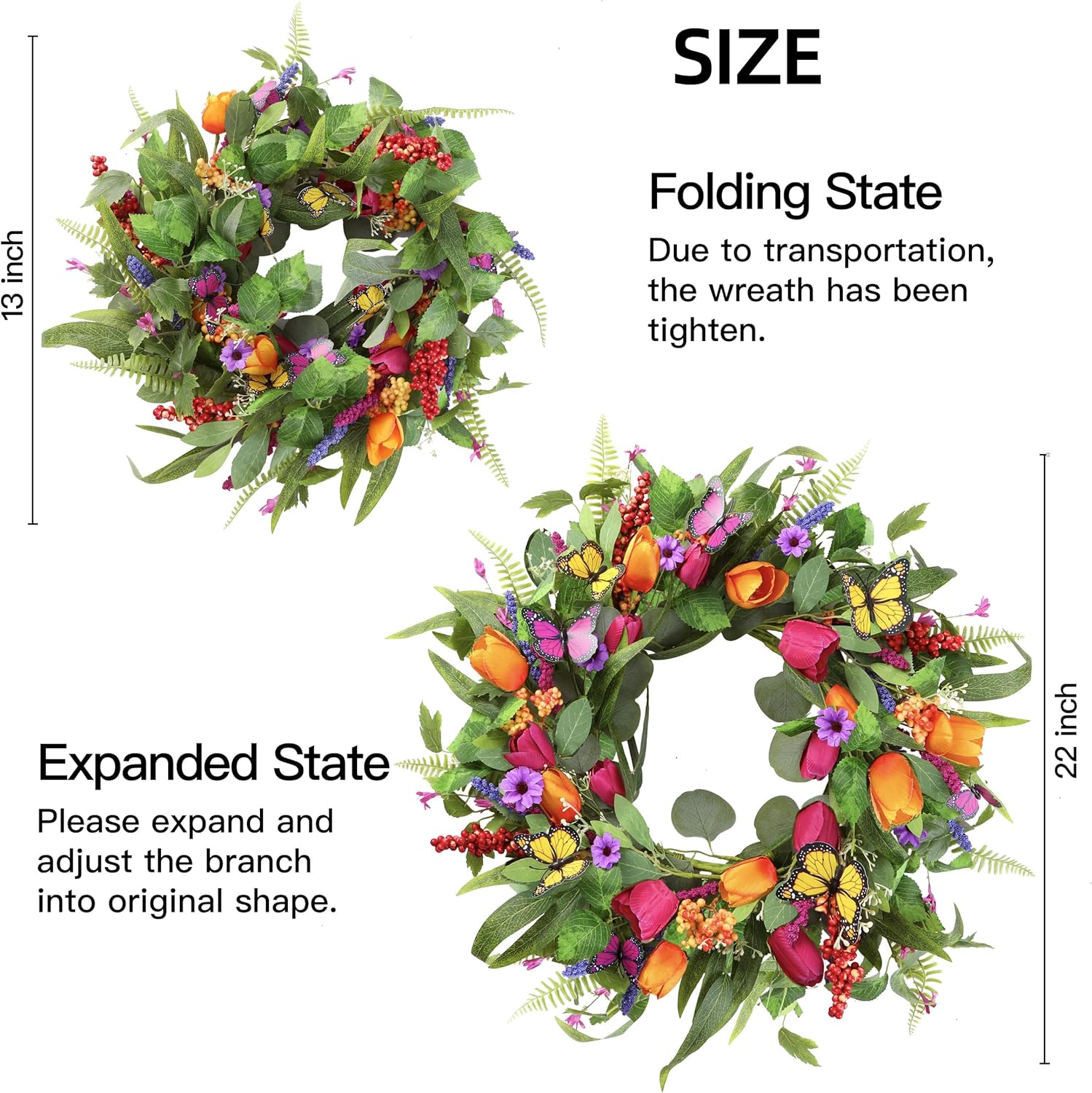 Sggvecsy 22 Inch Spring Summer Wreath Wall Decor