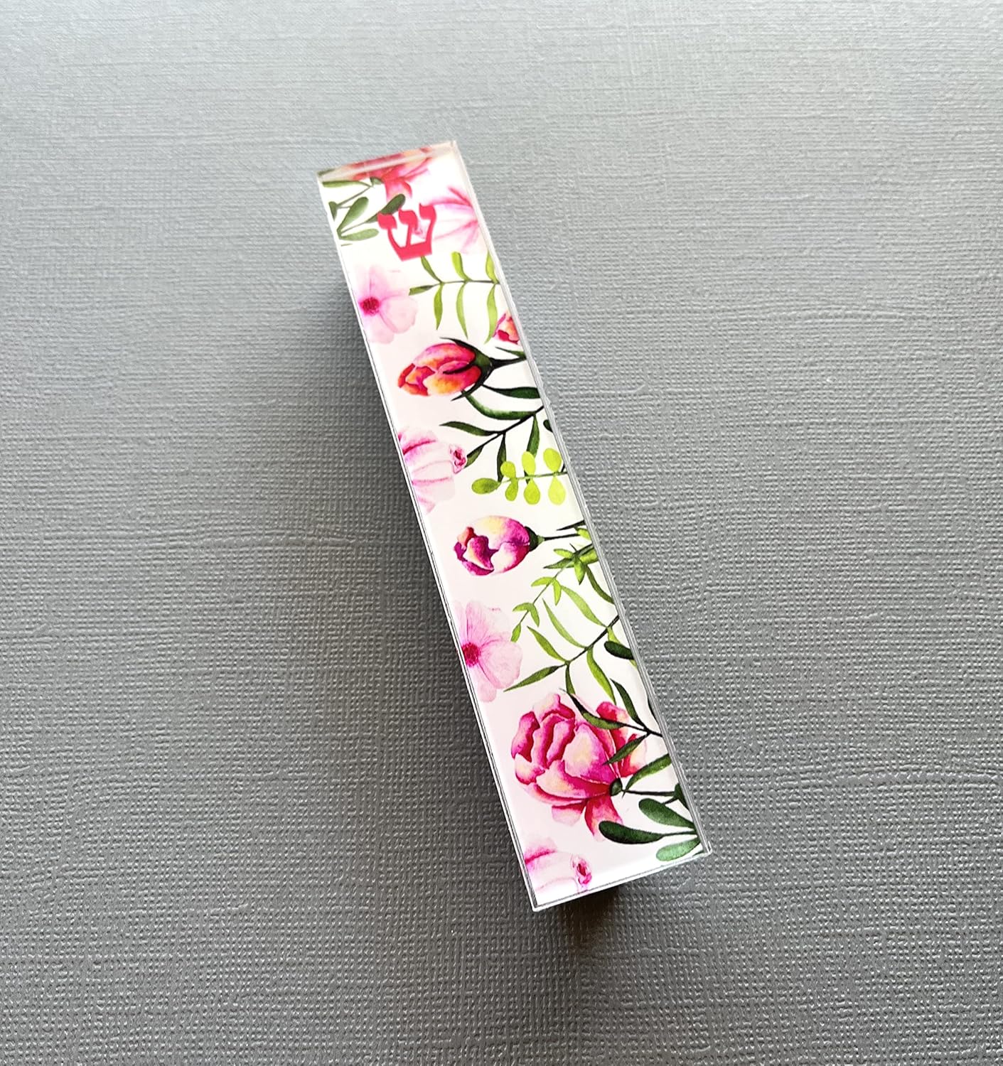Lea Joelle Mezuzah Scroll Case with Pink Tulips