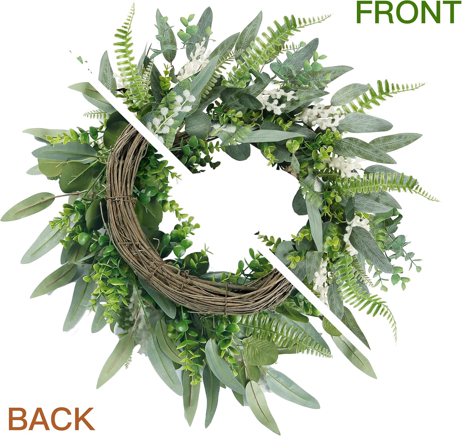 Sggvecsy Green Artificial Wreath with Welcome Sign 20in Decor