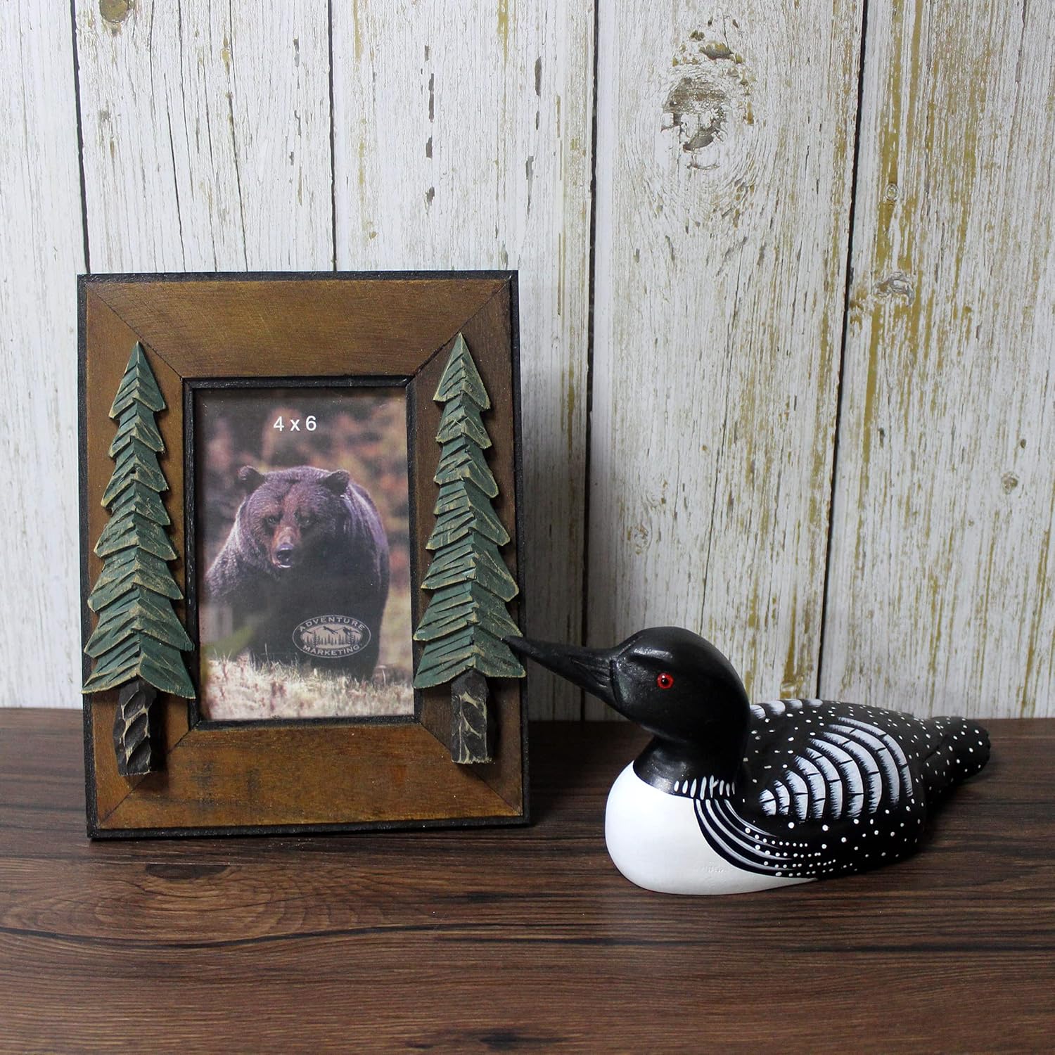 CVHOMEDECO Primitives Hand Engraved Wood Loon Farmhouse Figurine Decor