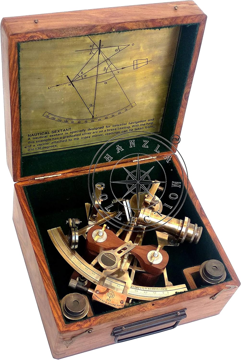 Maritime Brass Henry Barrow Sextant With 2 Telescopes