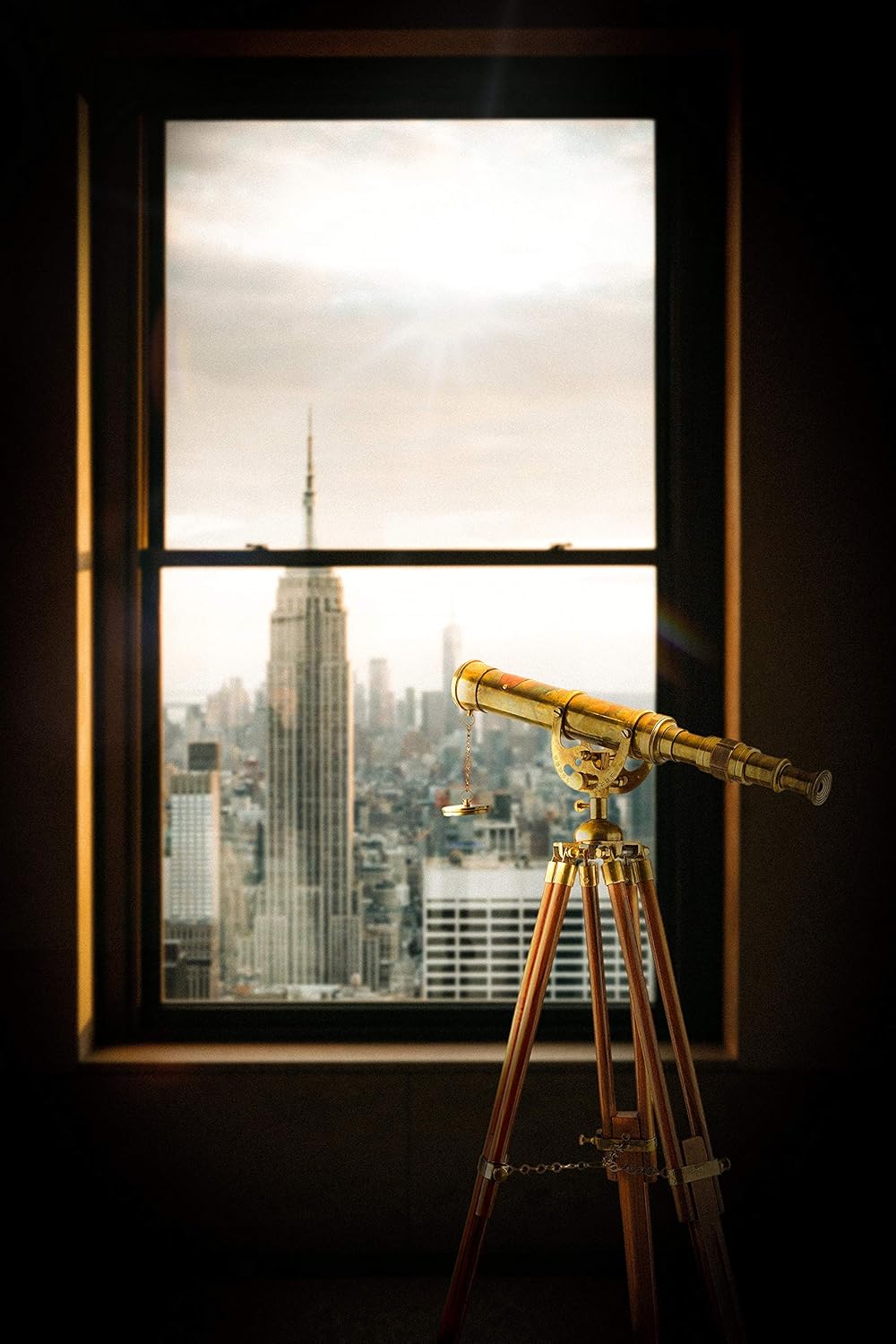 Handcrafted 15 Inch Brass Nautical Telescope with Leather Box