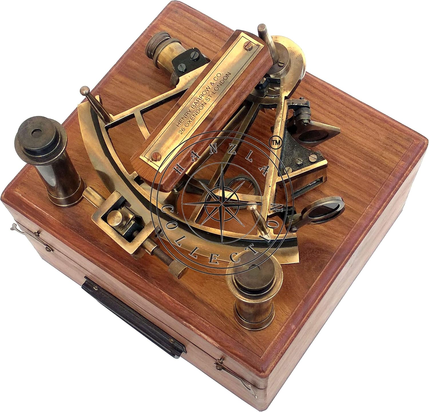 Maritime Brass Henry Barrow Sextant With 2 Telescopes