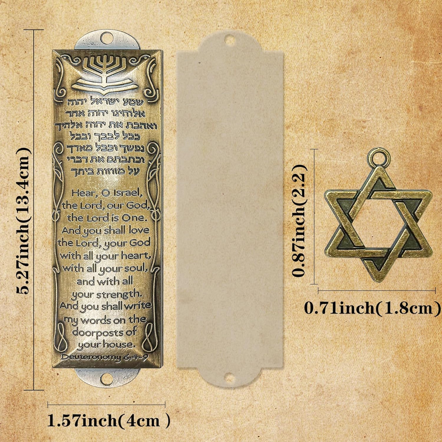 FEIXICHUJI 3-Piece Mezuzah Set with Scroll and Star of David